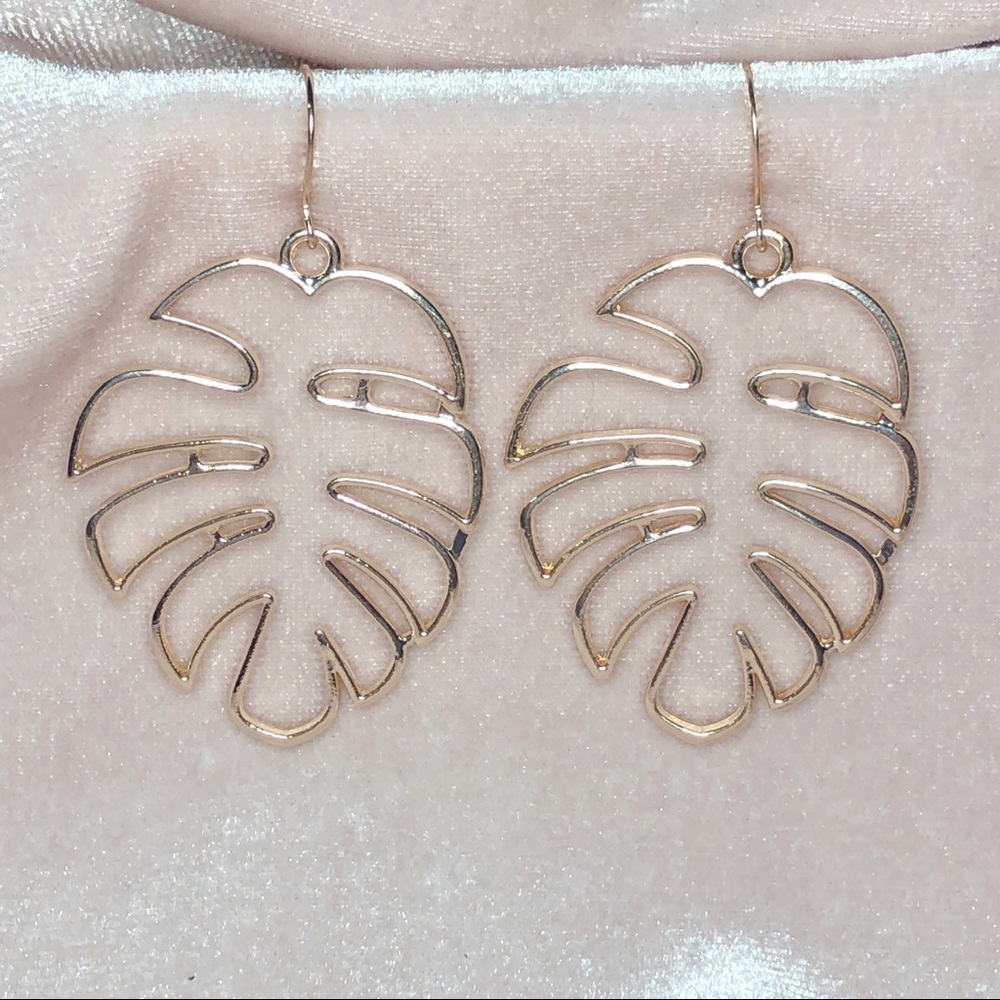 NEW Gold Palm Leaf Earrings